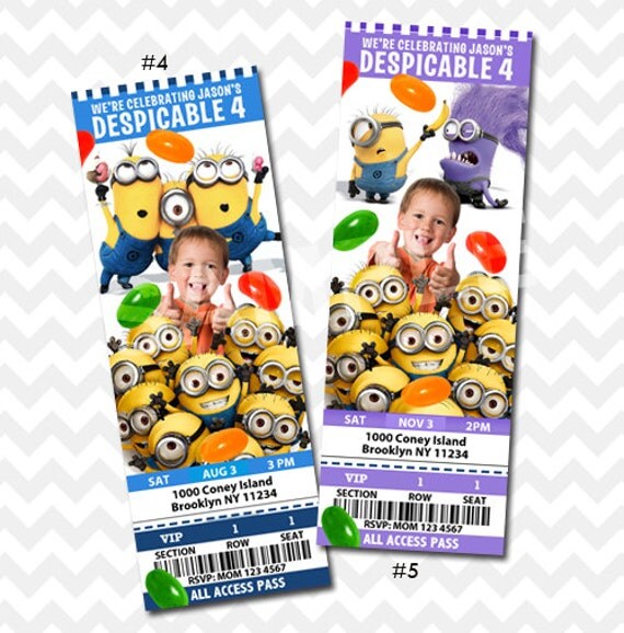 Despicable Me Birthday Invitation, Custom Photo Party Invitation Ticket Il_570xn