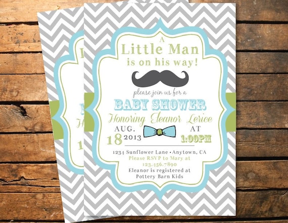Mustache Little Man Bow Tie Baby Shower Chevron Shower Birthday Party ...