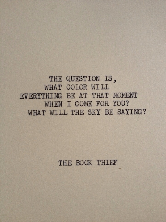 THE BOOK THIEF: Typewriter quote on 5x7 cardstock