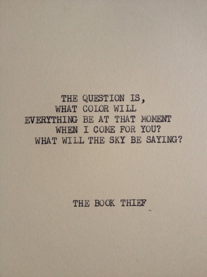 THE BOOK THIEF: Typewriter quote on 5x7 cardstock