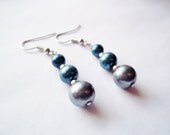 Blue earrings gray earrings pearl earrings blue and gray dangle earrings beaded earrings beaded jewelry womens jewelry valentines day gift - ImaginationbyEm Blue earrings gray earrings pearl earrings blue and gray dangle earrings beaded earrings beaded jewelry womens jewelry valentines day gift - ImaginationbyEm