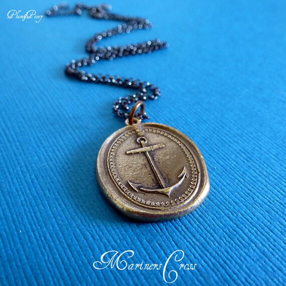 Anchor Necklace in Bronze Mariners Cross by PlumAndPoseyInc