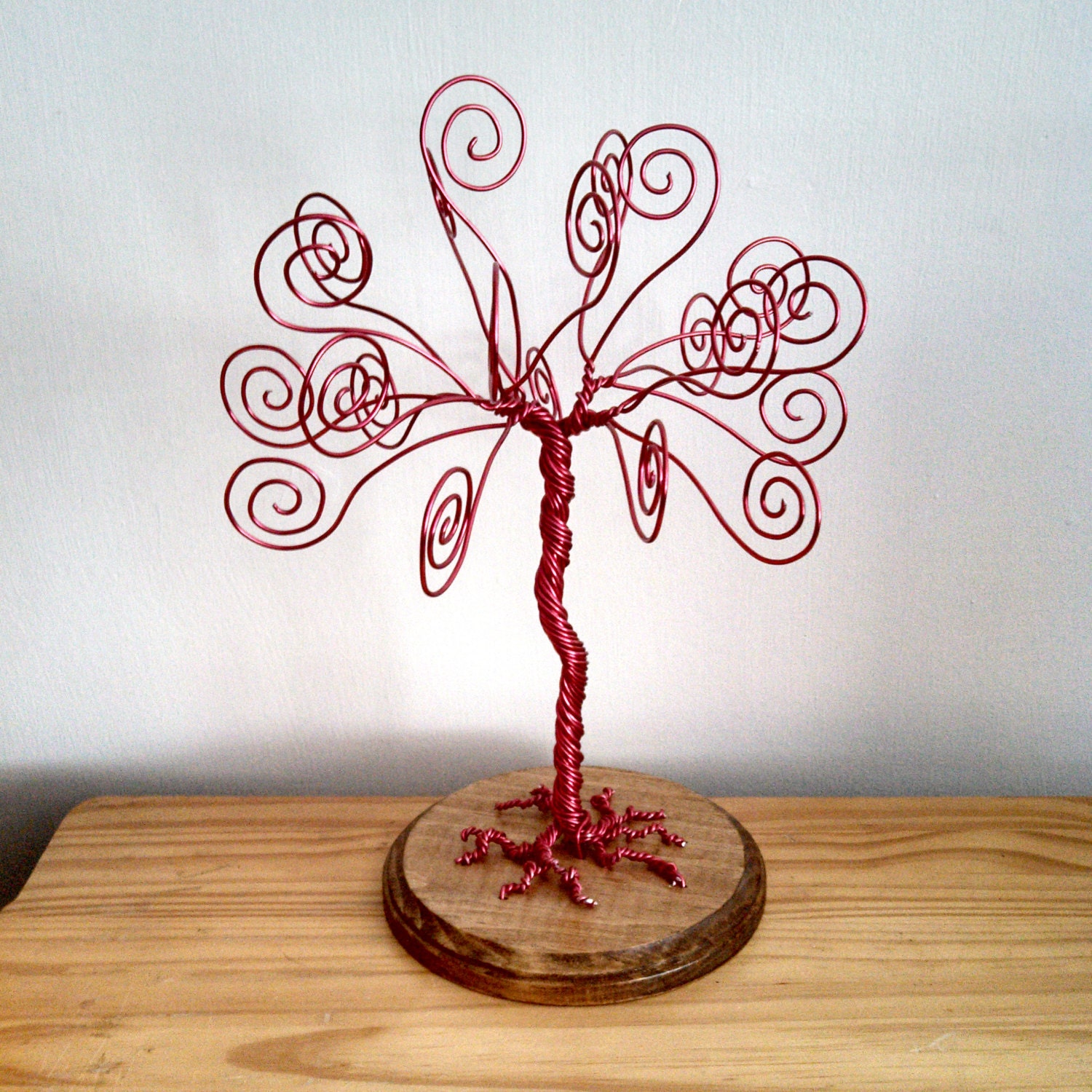 Red Wire Tree Business Card Holder Photo Display by TwystedWyres