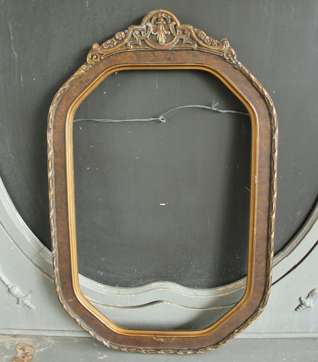 Antique Gilt Gesso Picture Frame with Convex by robinseggbleunest