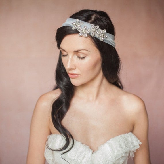 Ila Floral Bridal Wedding Headband On Tulle