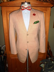 KAWANO 40L vintage men's blazer. Nude / beige color bark cloth shantung