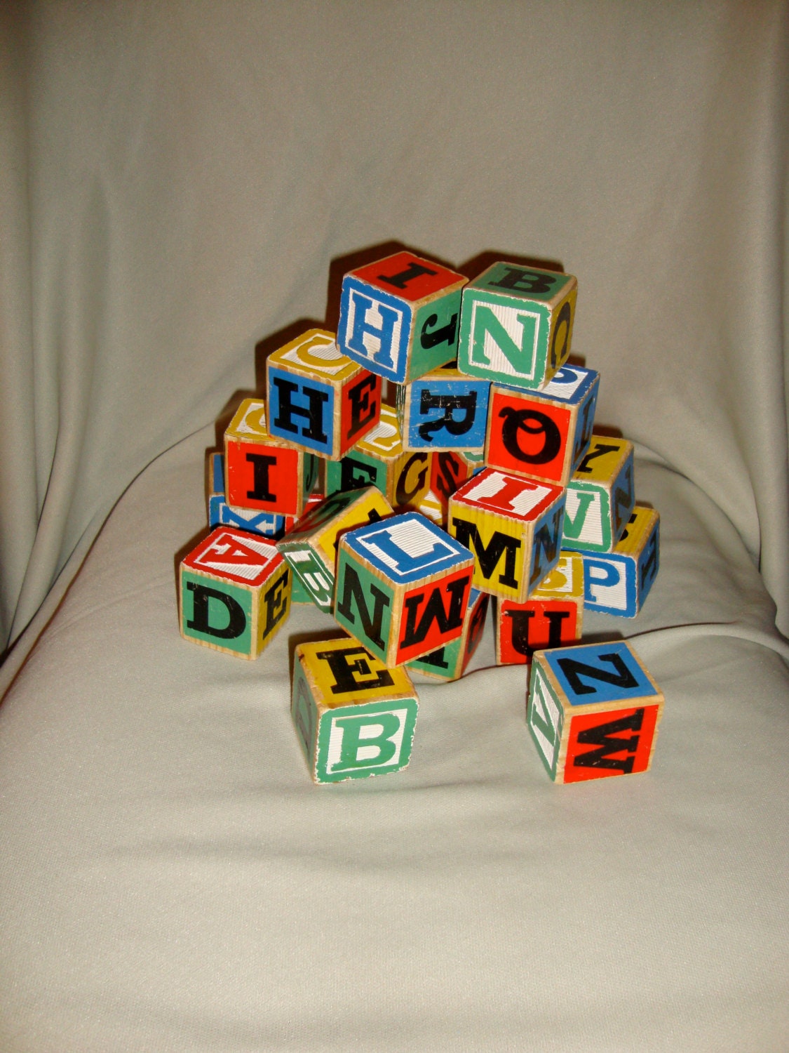 Vintage Wooden Wood Toy Letter Blocks Carved by bobsfindsndesigns
