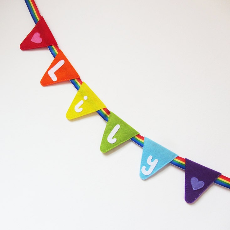 Personalised Kids Banner, Rainbow Bunting - Up To Six Letters