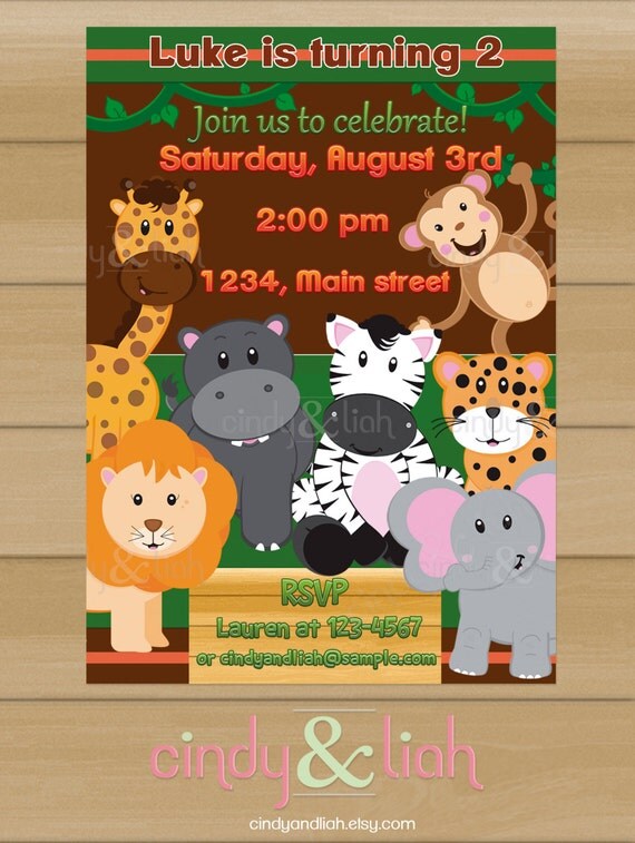 Jungle Invitation, Address Labels, and Envelope Seal Set - Party Printables Il_570xn