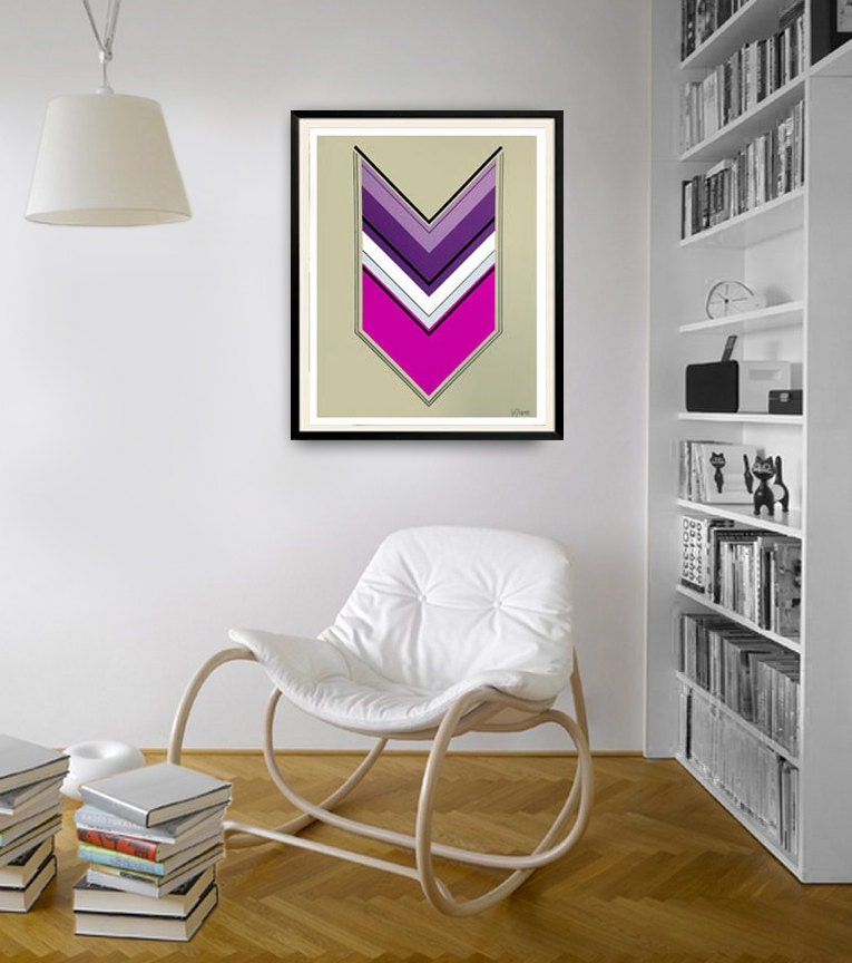 Original abstract painting on paper. Arrow painting. Geometric art with purple, silver, black, and white. - JoDiquez Original abstract painting on paper. Arrow painting. Geometric art with purple, silver, black, and white. - JoDiquez