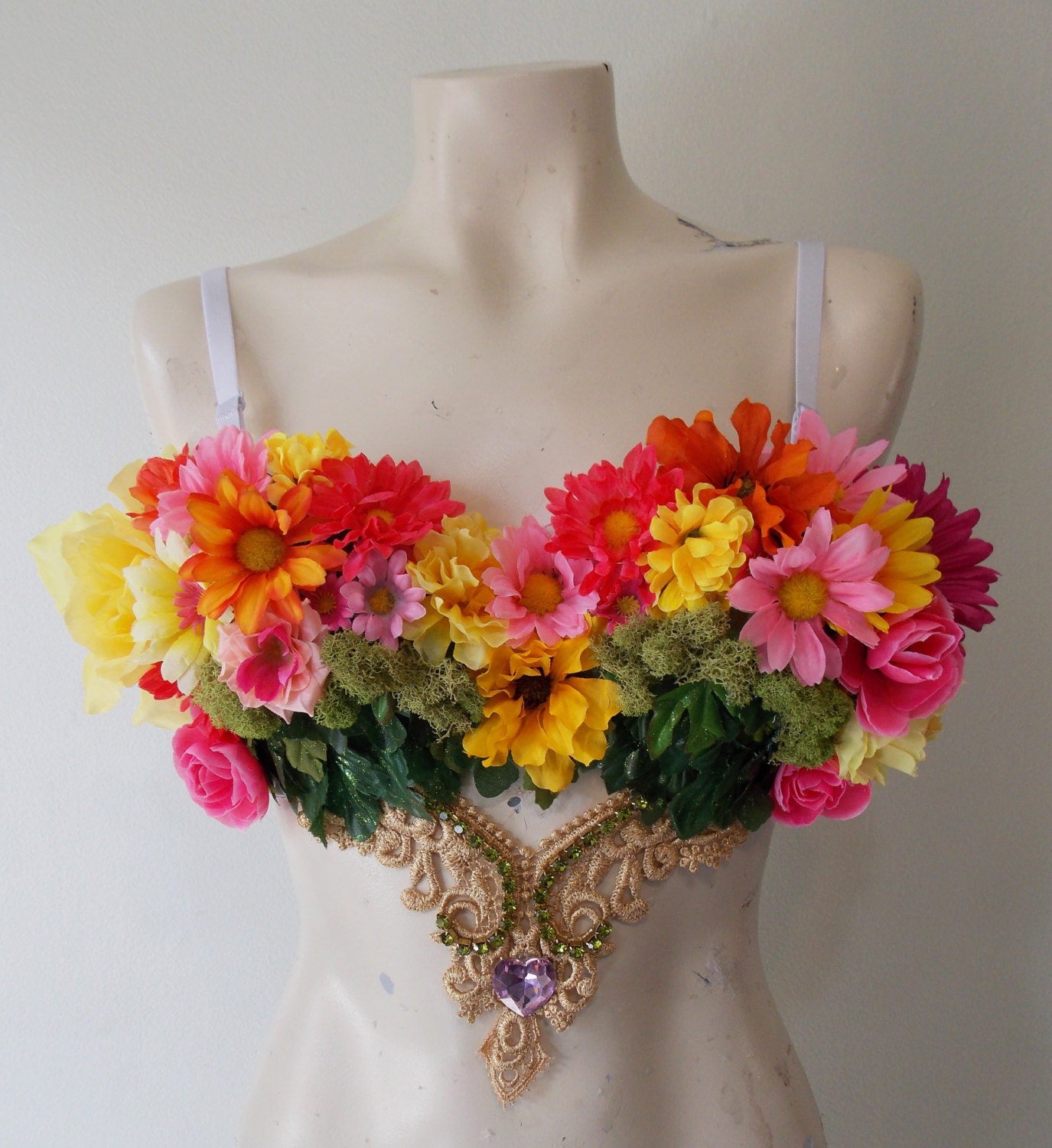 Pre Made, Floral Fairy Rave Bra Custom Event Outfit 34C