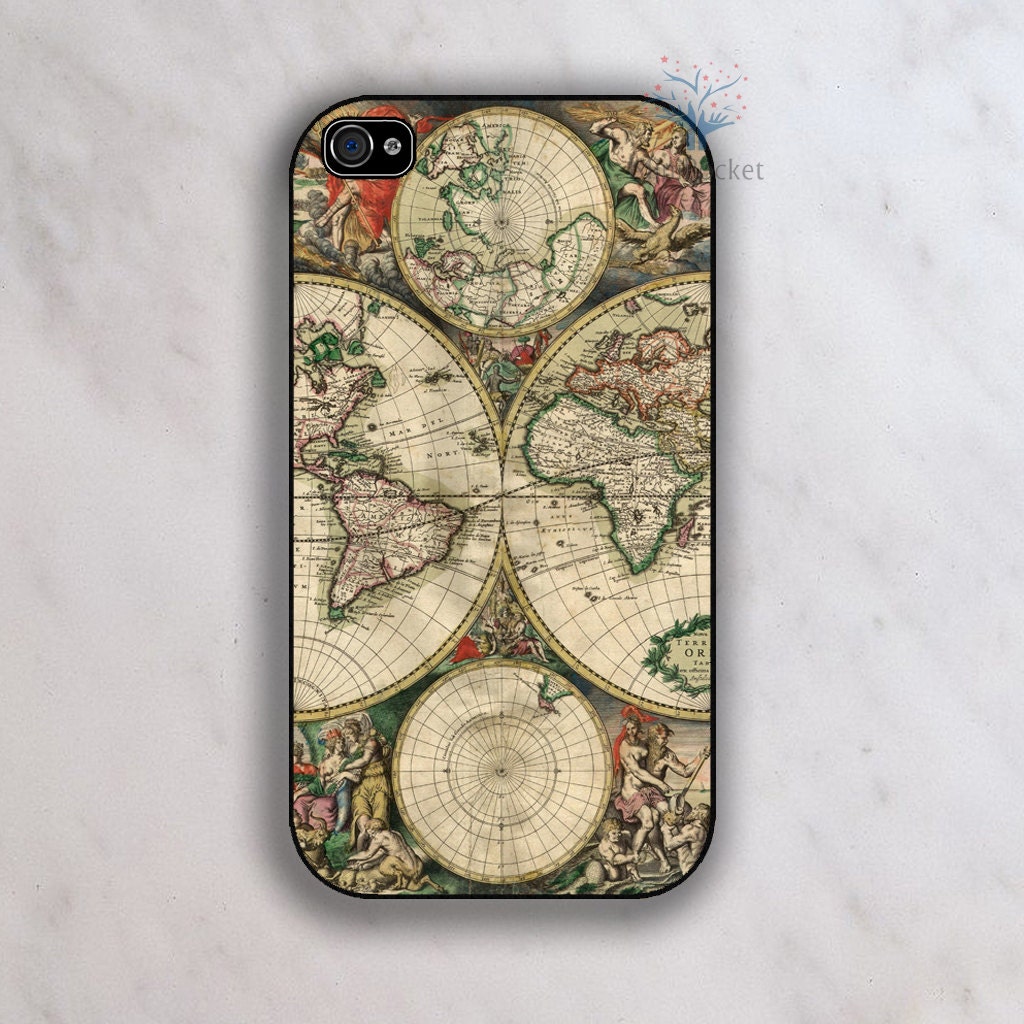 Vintage map case, Classic World Map - iPhone 4 Case, iPhone 4s Case, iPhone 5 case - MiniPocket2012