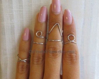 Mid Midi Finger Rings trendy wire wrap CHOOSE 2 - middle finger ring ...