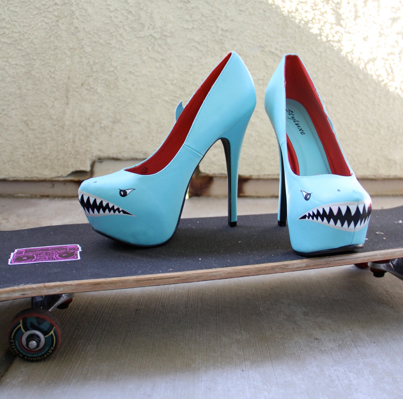 SHARK SPIKES Hand Painted High Heel Pumps - Shark Shoes