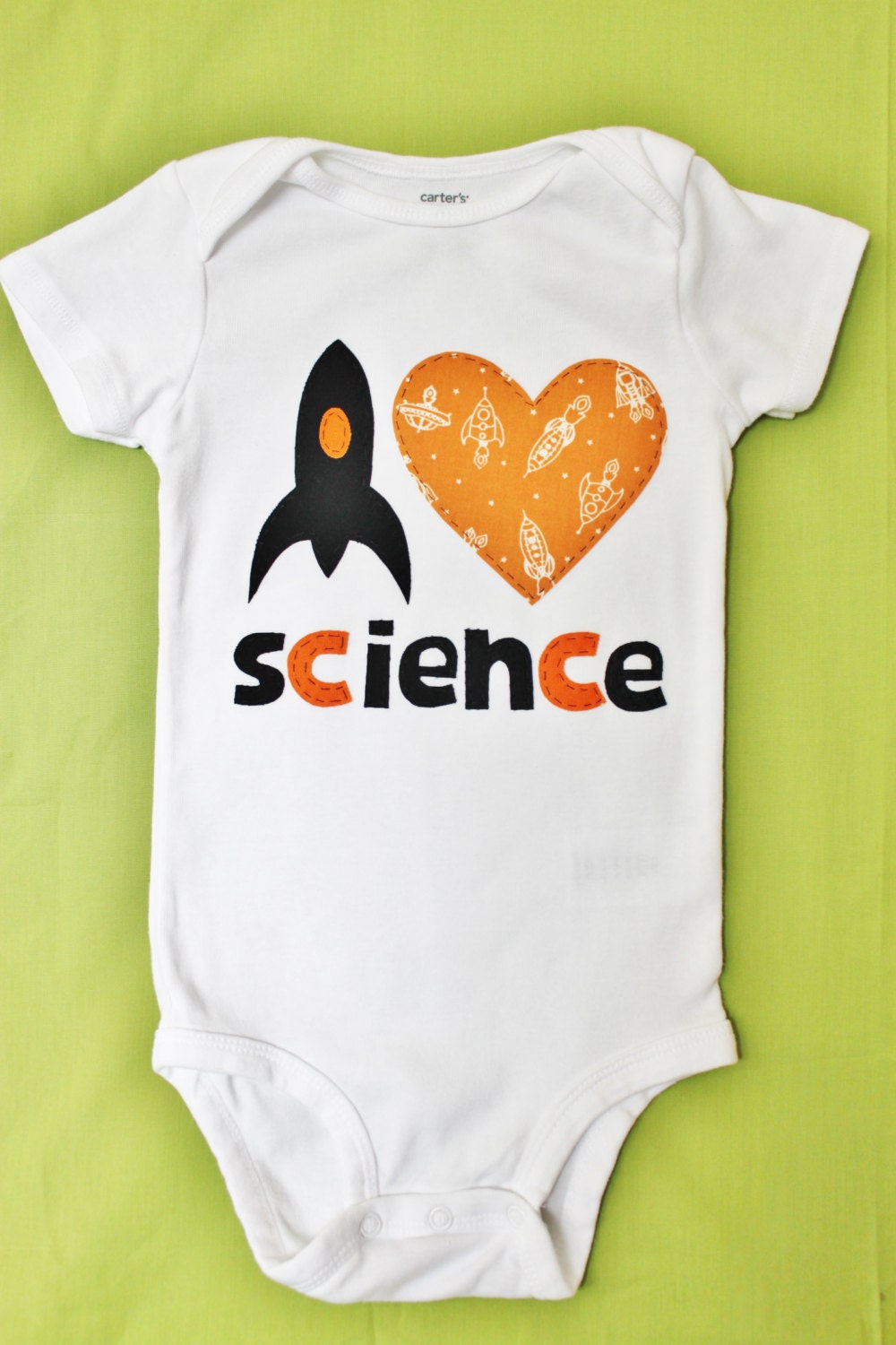 I Love Science Rocket Onesie by quarkbaby on Etsy