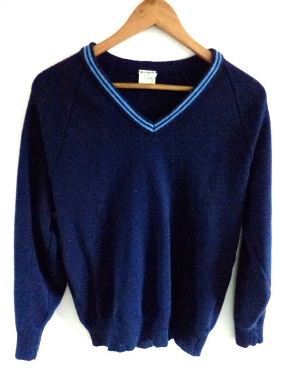Navy / Blue School Style Jumper Size M by LewdRemarks on Etsy