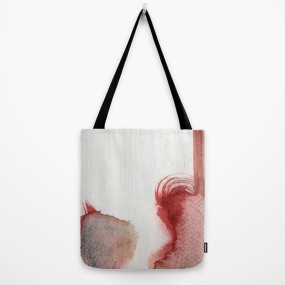 Tote bag with fine art print. Abstract minimal design in strong red ...