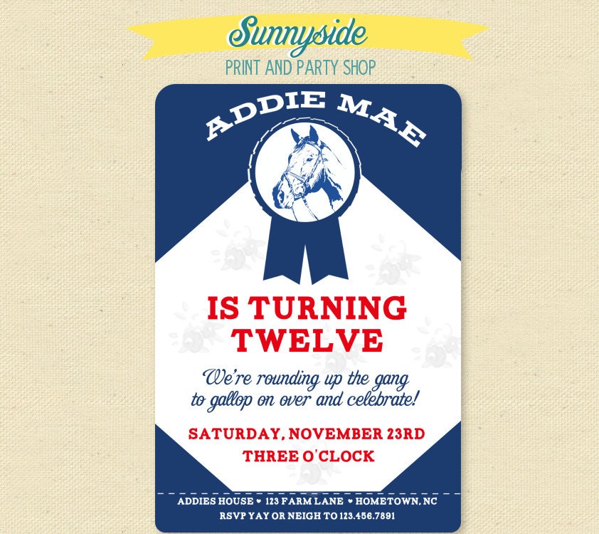 Horse Show Pony Birthday Invite - Equestrian Invitation Il_570xn