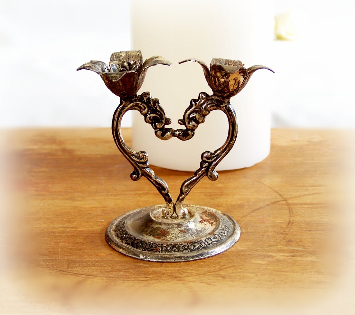 Silver Plate Taper Candle Holder Vintage Tonia by TheWhitePelican