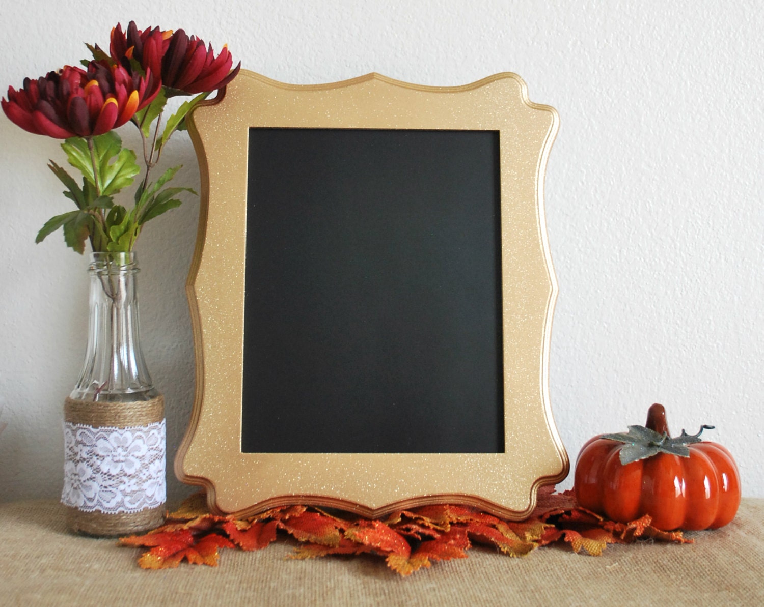 Gold Glitter Framed Chalkboard. Perfect Fall Decor or Picture Prop.