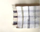 Neutral White Stripe Hand Woven Rug / Rag Rug / Recycled Cotton / Small Area Rug / Bath Mat - THIMBLEandACORN