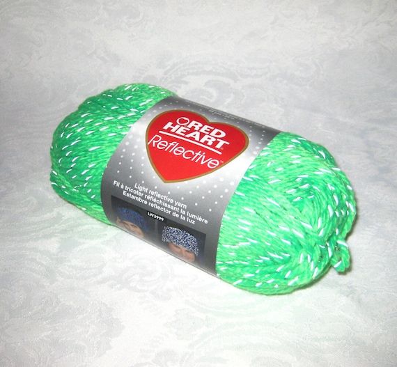 Red Heart Reflective yarn Bright NEON GREEN bulky by crochetgal
