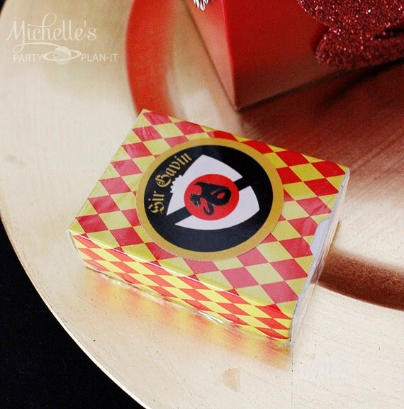 Set of 24 Small Round Dragon Knight Birthday Party Stickers Favor Tags Il_570xn