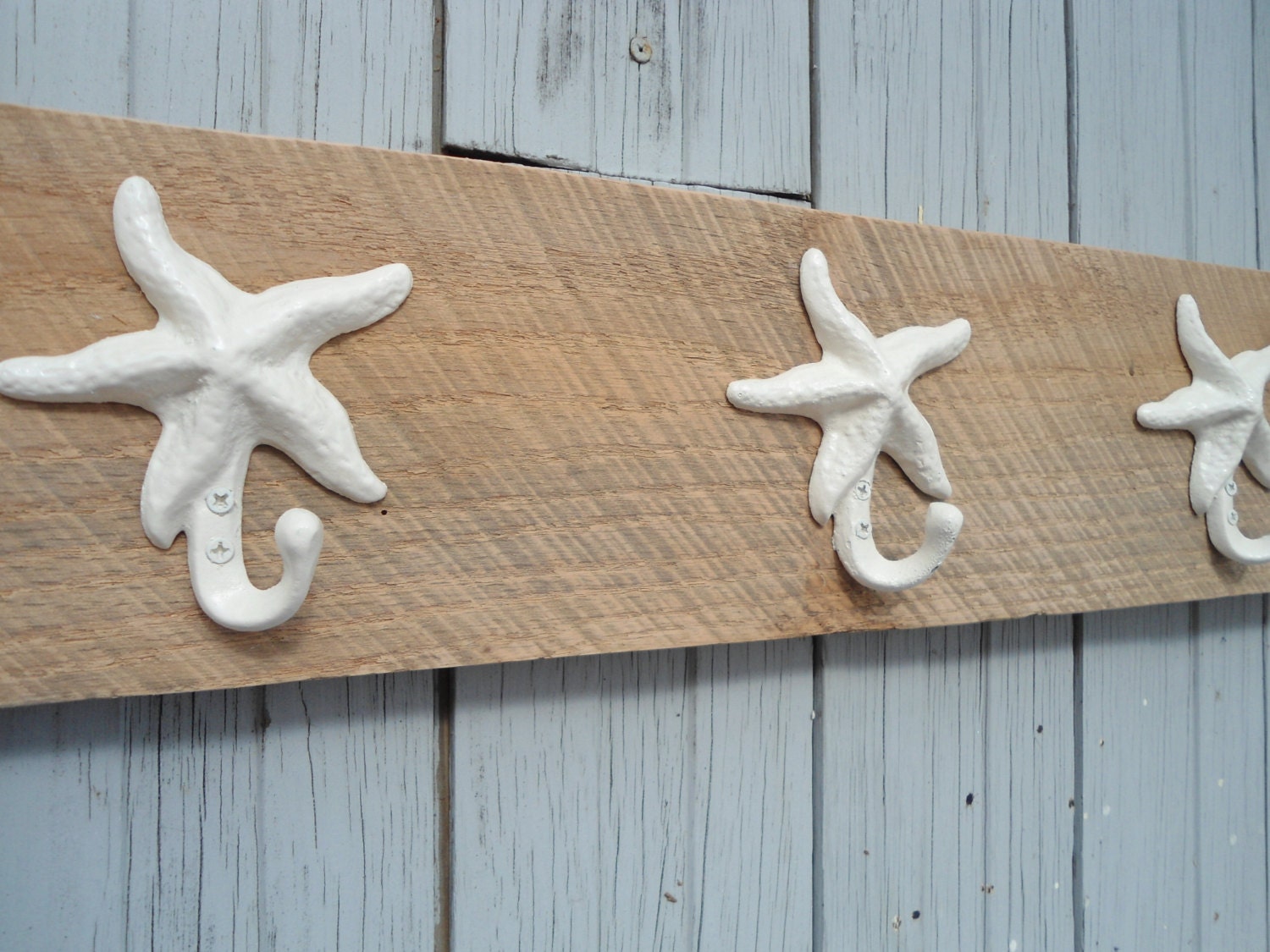 Items similar to Barn wood towel rack 4 starfish sand dollar anchor