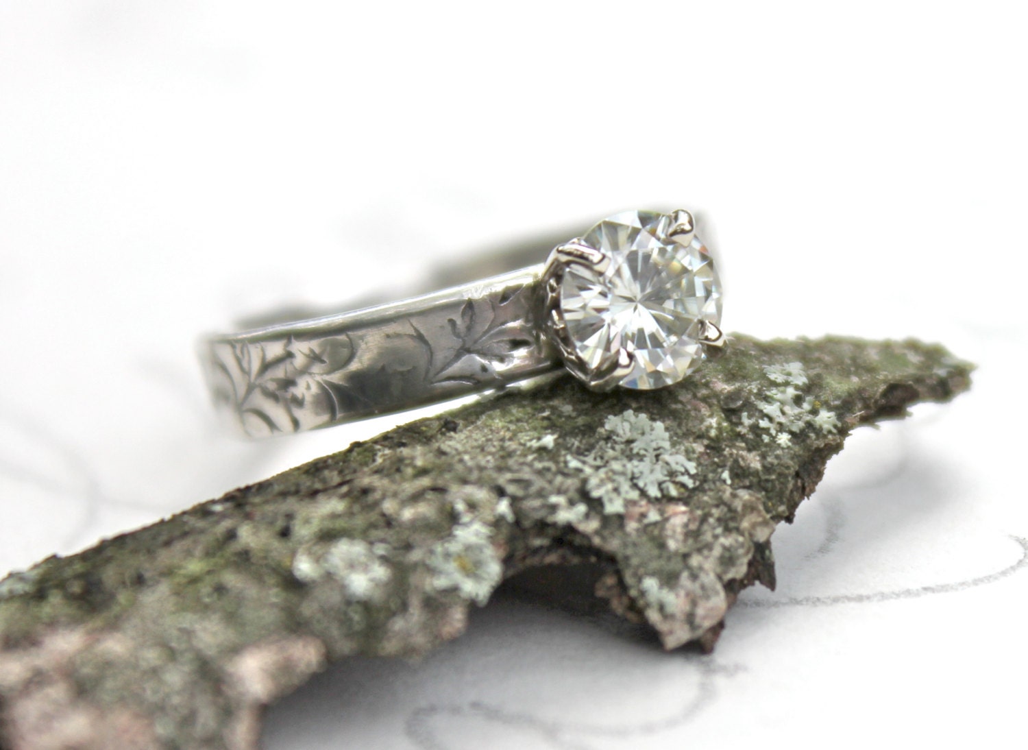 moissanite engagement ring . unique engagement ring . bohemian diamond ...