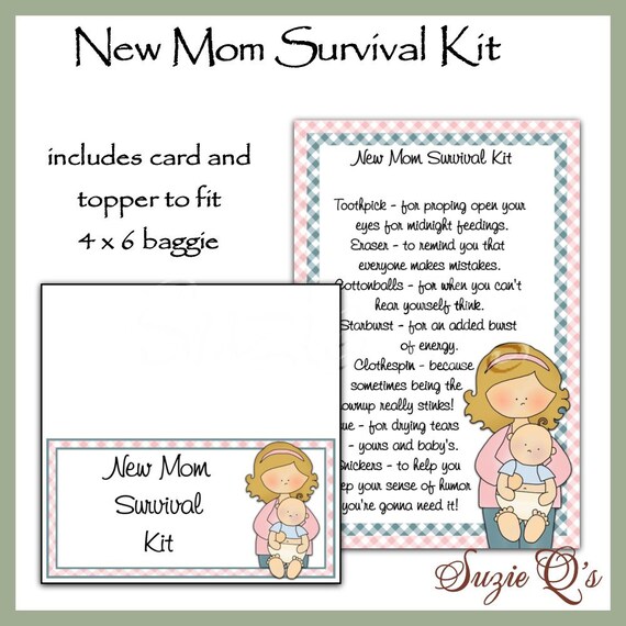 New Mom Survival Kit includes Topper and Card by SuzieQsCrafts