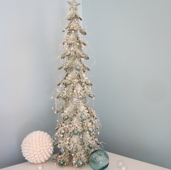 beach decor christmas tree w limpet shells by beach decor christmas tree w limpet shells by