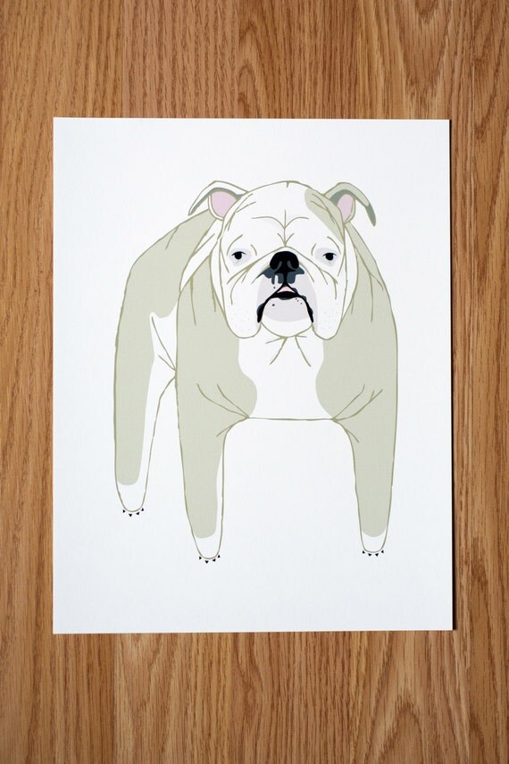 English Bulldog Illustration - FREE US SHIPPING
