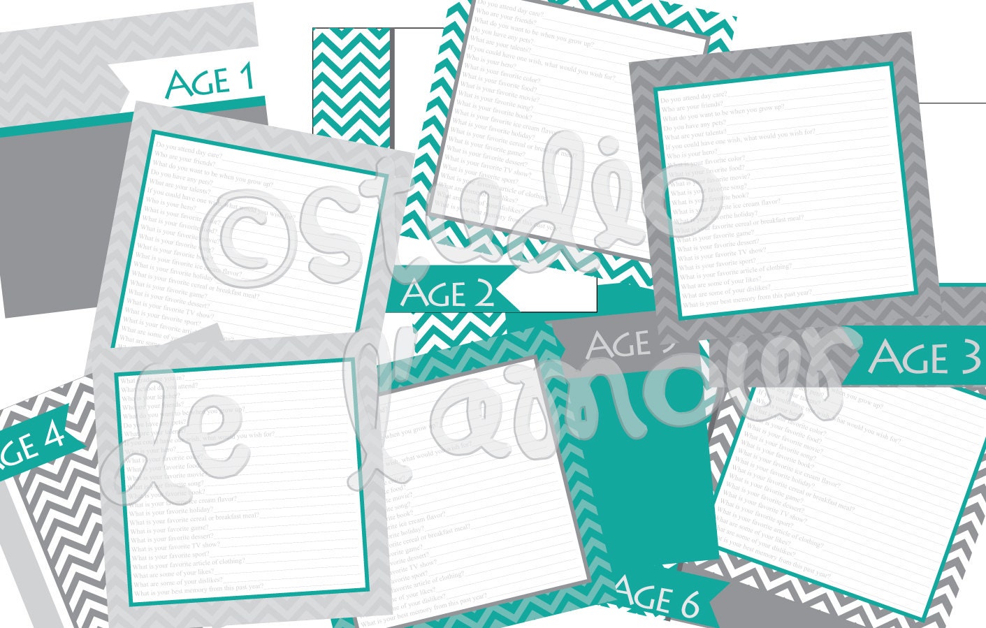 PRINTABLE PDF Yearly Interview & Picture Memory Book 8x8 Pages Chevron Pattern Il_570xn