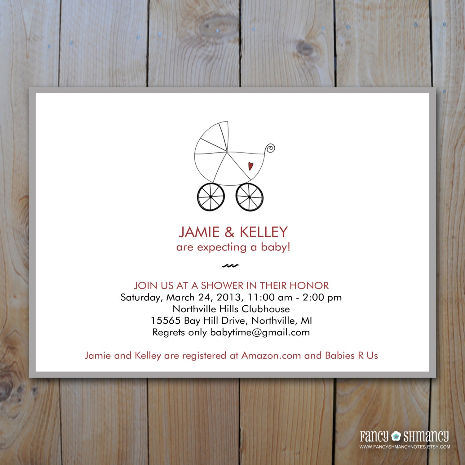 Baby Shower Invitation / Gender Neutral Baby Shower / Baby Carriage ...