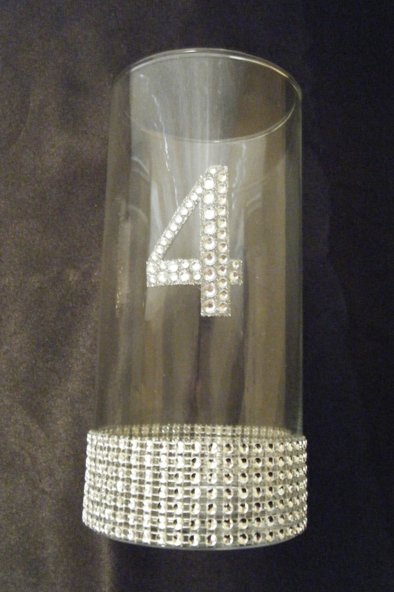 Crystal Table Number Cylinder Vase Lot by SouthernBellWeddings