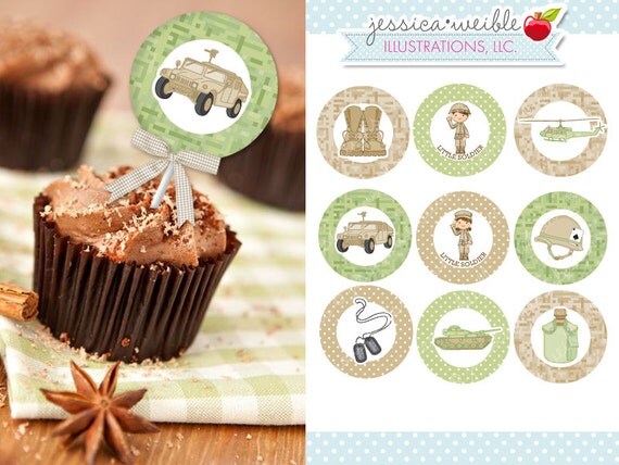 In The Army Theme - Printable Party Tags - Cupake Toppers - Printable Party Favors - Army Military Party Printables Il_570xn
