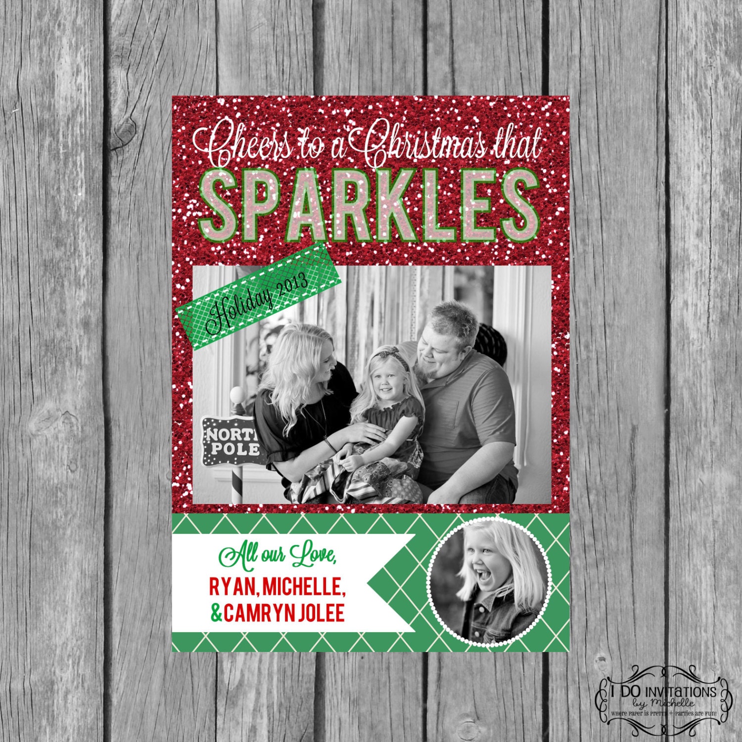 Holiday Photo Card - Christmas Sparkles - Digital File Il_570xn