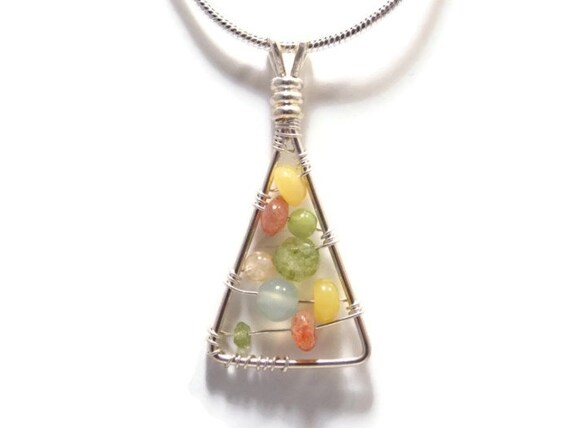 Gemstone Jewelry Wire Wrapped Necklace by FleurDeLeeDesign on Etsy