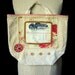 Upcycled Ivory Canvas Tote/Market Bag with Vintage Trim, Buttons and Applique of 1894 Grain Receipt