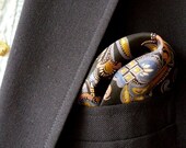 Purple and Black Floral Paisley Silk Men's Pocket Square with Hand-rolled Hems - stufandnonsense