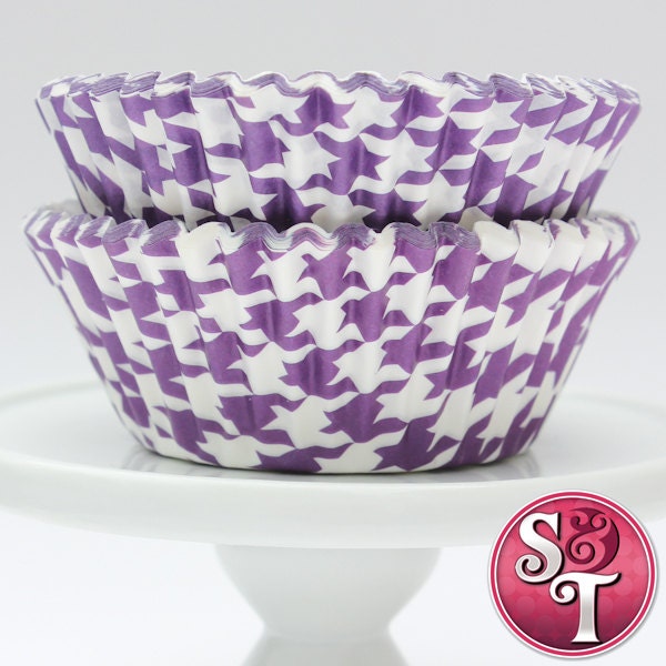 Purple GREASEPROOF Houndstooth Baking Cups Cupcake Liners - Quantity 50 Il_570xn