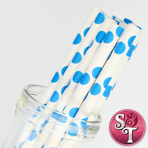 Dot Blue Paper Party Paper Straws - 25 Count Il_570xn