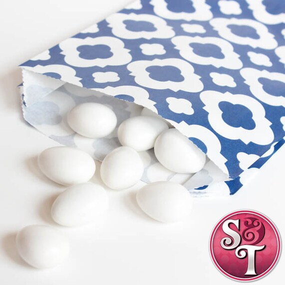 Quatrefoil Navy Goodie Favor Treat Bags - Qty 12 Il_570xn