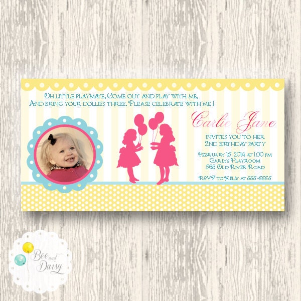 Girls Vintage Silhouette Invitation for Birthday Party or Baby Shower - DIY Printable Photo Invite by BeeAndDaisy Il_570xn