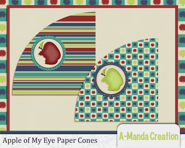 Apple of My Eye Birthday Party Pritable Paper Cones Il_570xn