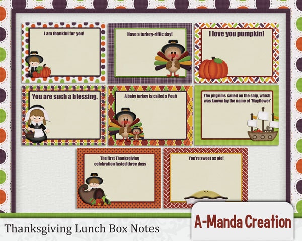 Thanksgiving themed Lunch Box Notes Il_570xn