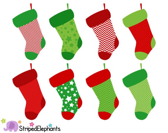 Christmas Stocking Clip Art Digital Clip Art by StripedElephants