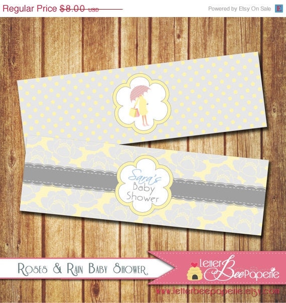 ON SALE Printable Baby Shower Water Bottle Labels - April / Fall Showers - Food Labels, Stickers - Baby Sprinkle - Boy, Girl or Gender Neut Il_570xn