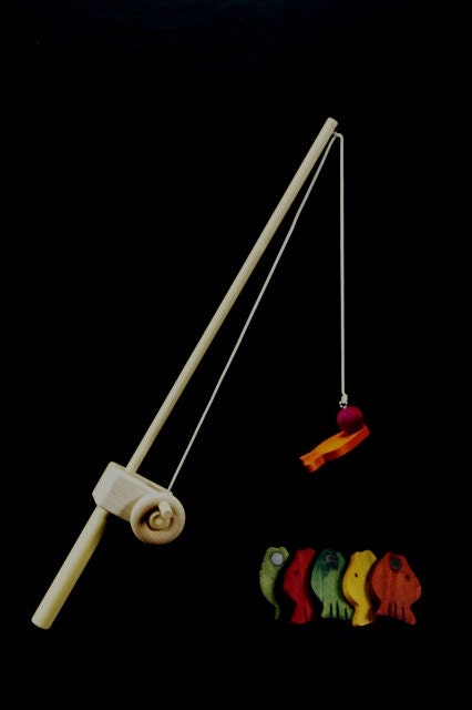 Wooden Toy Fishing Pole by myhandmadetoy on Etsy