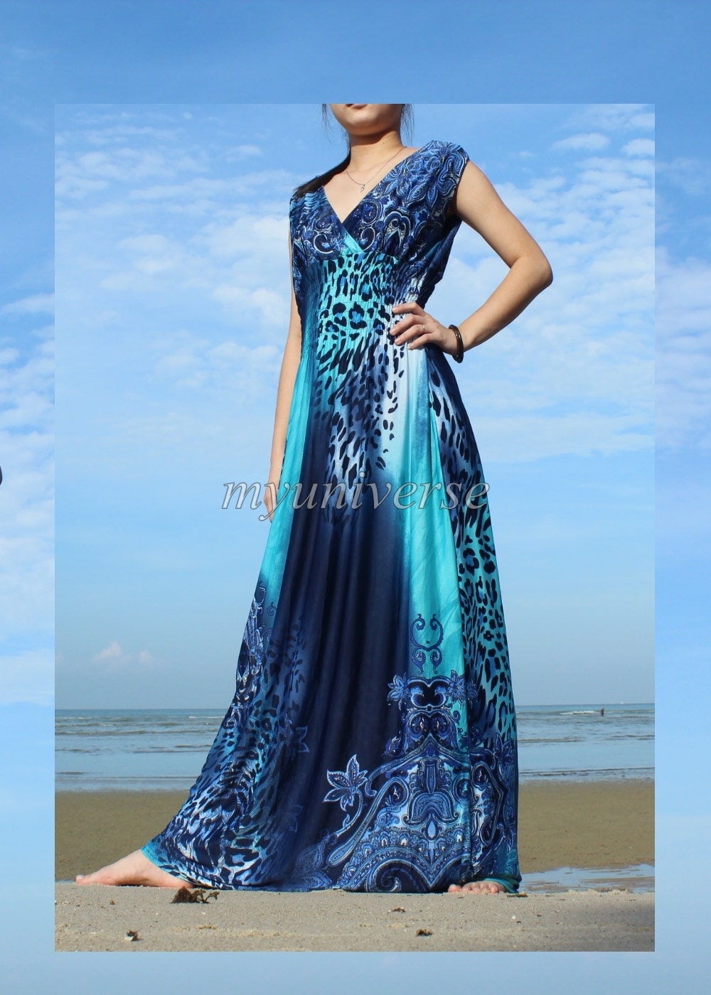 Plus Sizes Clothing Blue Maxi Dress Women Long Dress Prom Dress ...